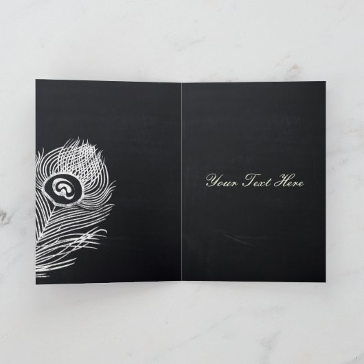 Chalkboardpauw bruiloft Hartelijk dank Bedankkaart (Binnen)