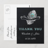 Chalkboardpauw bruiloft Hartelijk dank Briefkaart (Voorkant / Achterkant)