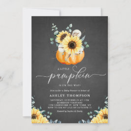 Chalkboardpompoen en Baby shower van zonnebloempit Kaart