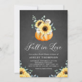 Chalkboardpompoen en zonnebloemen Vrijgezellenfees Kaart (Voorkant)