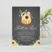 Chalkboardpompoen en zonnebloemen Vrijgezellenfees Kaart (Staand voorkant)