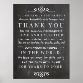 Chalkboardposter - dank u voor uw trouwbord poster