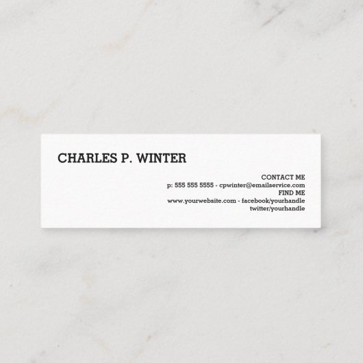 Chalkboardschrijver Mini Visitekaartje (Achterkant)