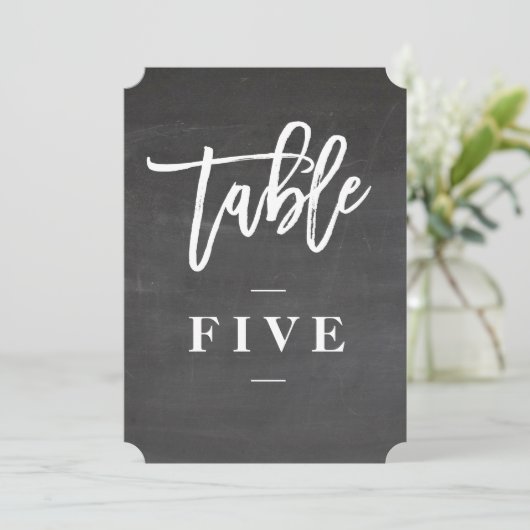 Chalkboardscript bijtnummer tabel kaart (Staand voorkant)