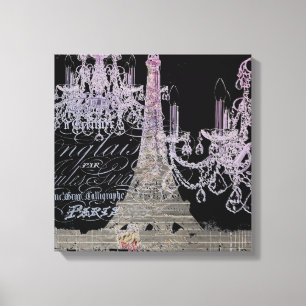 chalkboardscripts chandelier paris eiffeltoren canvas afdruk