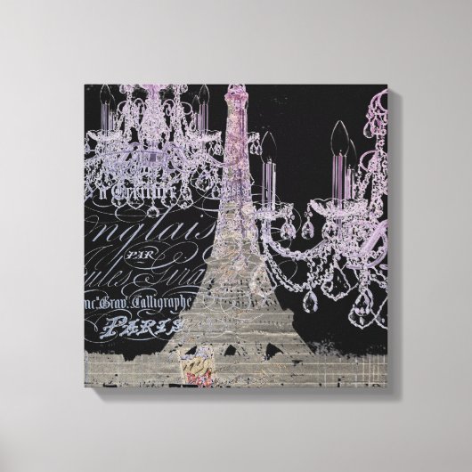 chalkboardscripts chandelier paris eiffeltoren canvas afdruk (Voorkant)