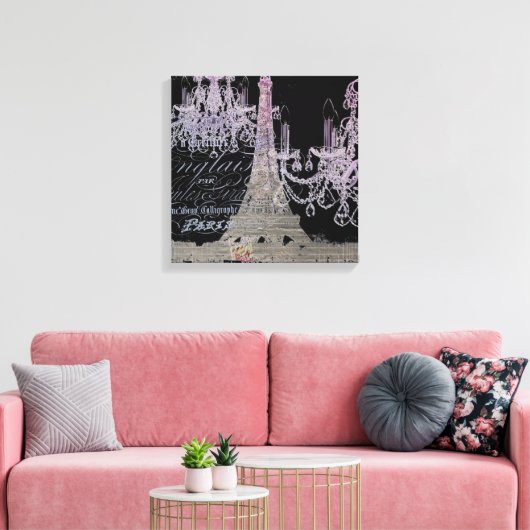 chalkboardscripts chandelier paris eiffeltoren canvas afdruk (Insitu (Woonkamer))