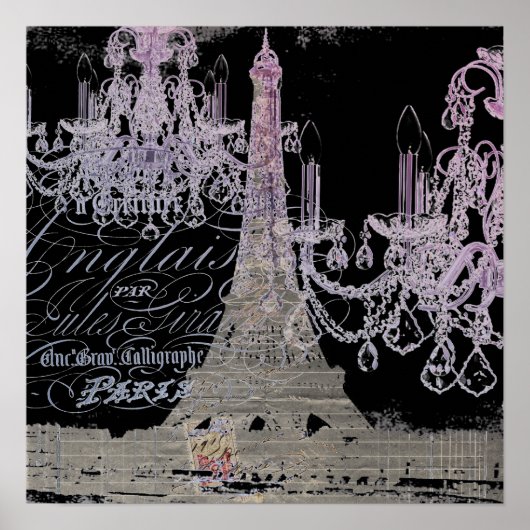 chalkboardscripts chandelier paris eiffeltoren poster (Voorkant)