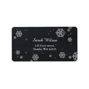 Chalkboardsnowflakes Vrijgezellenfeest adresetiket Etiket