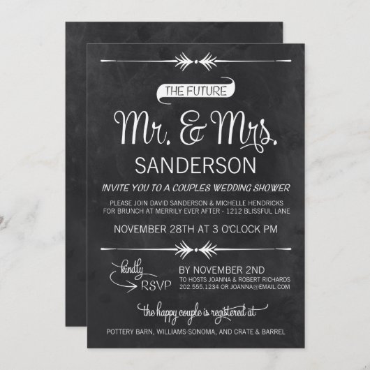 Chalkboardstellen bruiloft kaart (Voorkant / Achterkant)