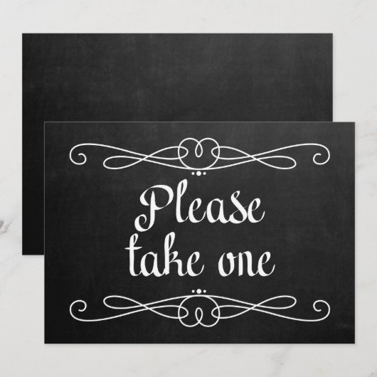Chalkboardstijl "Gelieve te nemen één" Weddenschap Kaart (Voorkant / Achterkant)