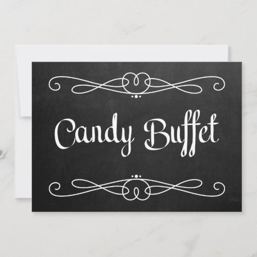 Chalkboardstijl "Snoep Buffet" Weddenschap Kaart (Voorkant)