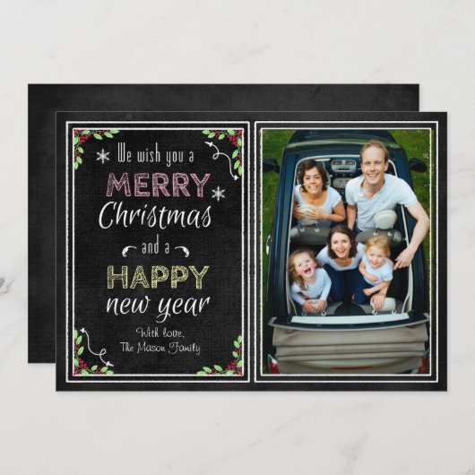 Chalkboardstijl We wensen u een prettig kerstfeest Feestdagenkaart (Voorkant / Achterkant)