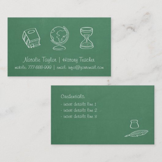 Chalkboardtextuur Geschiedenis Visitekaartjes lera (Voorkant / Achterkant)