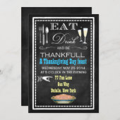 ChalkboardThanksgiving Dinner Party-uitnodigingen Kaart (Voorkant / Achterkant)