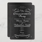 Chalkboardtypografie verloving-uitnodiging kaart (Voorkant / Achterkant)