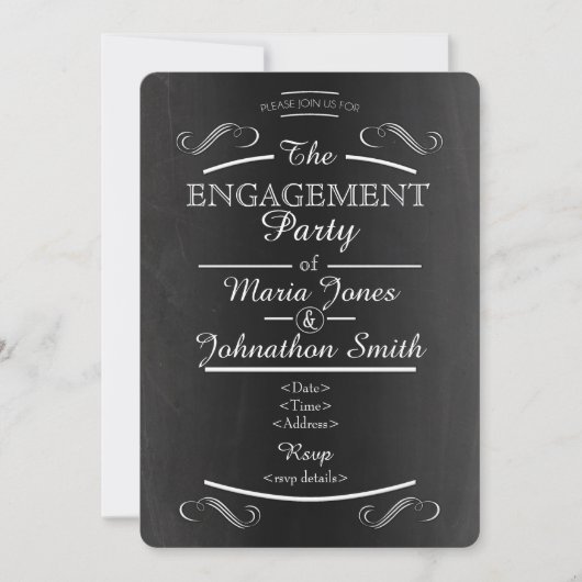 Chalkboardtypografie verloving-uitnodiging kaart (Voorkant)