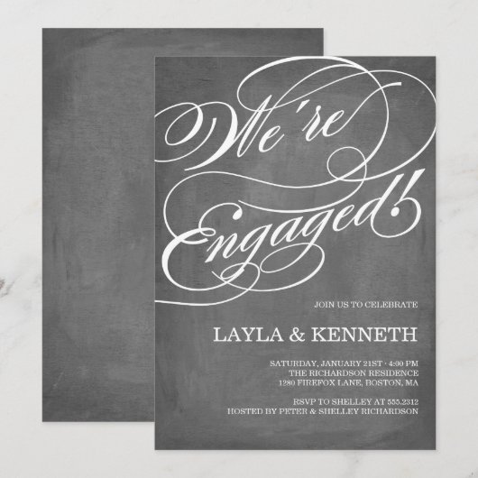 ChalkboardVerloving | Engagement Party Kaart (Voorkant / Achterkant)