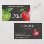 ChalkboardWaterverf appels Moderne leerkracht Visitekaartje (Voorkant / Achterkant)