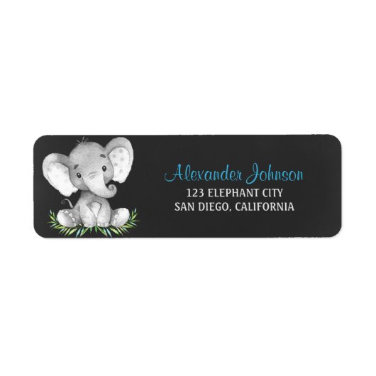 ChalkboardWaterverf Elephant Boy Etiket (Voorkant)