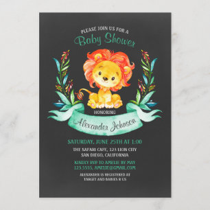 ChalkboardWaterverf Lion Baby shower Kaart