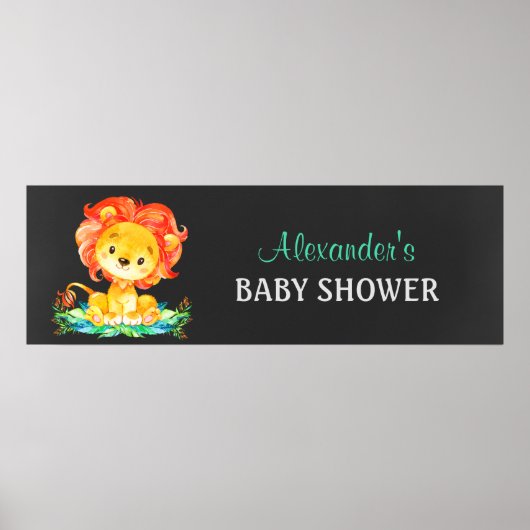 ChalkboardWaterverf Lion Baby shower Poster (Voorkant)