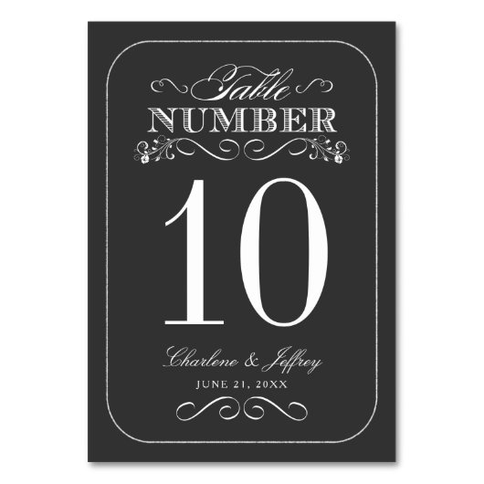  Chalkboardweddenschapsnummer Kaart (Voorkant)