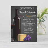 Chalkboardwijn en kaassoiree kaart (Staand voorkant)