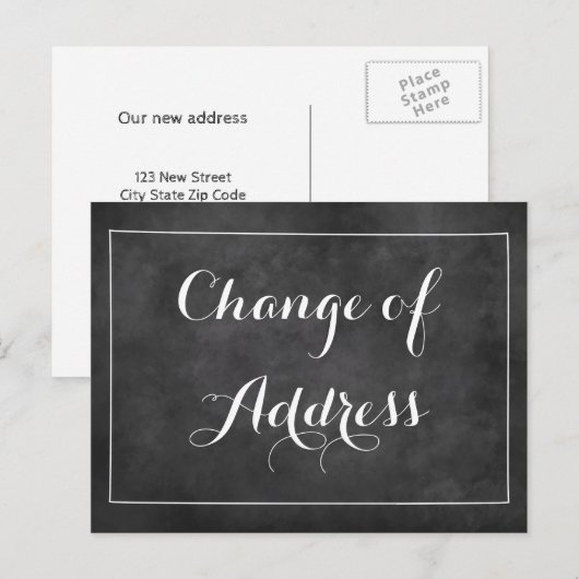 Chalkboardwijziging van adresbewegende briefkaarte aankondigingskaart (Voorkant / Achterkant)