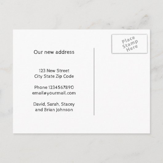 Chalkboardwijziging van adresbewegende briefkaarte aankondigingskaart (Achterkant)