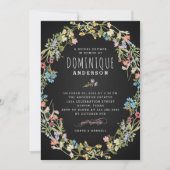 Chalkboardwildbloemen lijst vrijgezellenfeest kaart (Voorkant)