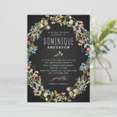 Chalkboardwildbloemen lijst vrijgezellenfeest kaart (Staand voorkant)