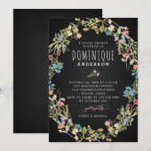 Chalkboardwildbloemen lijst vrijgezellenfeest kaart (Voorkant / Achterkant)