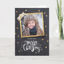 Chalkbord Gold Holiday Photo-kerstkaart