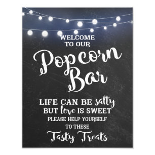 Chalkbord met lichtsignaal — POPCORN BAR Foto Afdruk