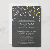 Chalkbord Silver Confetti Bat Mitzvah Kaart (Achterkant)