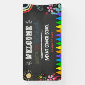 Chalkbord Welkom terug naar school rode banner (Verticaal)