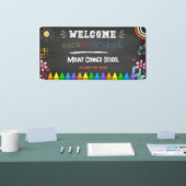Chalkbord Welkom terug naar school rode banner (Beurs)