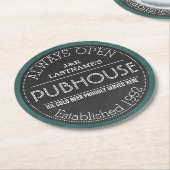 Chalkbordbord Gepersonaliseerd Paar Publicatie Ronde Kartonnen Onderzetter (Gebogen)