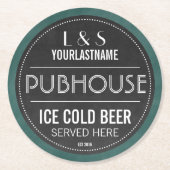 Chalkbordbord Gepersonaliseerd Paar Publicatie Ronde Kartonnen Onderzetter (Voorkant)