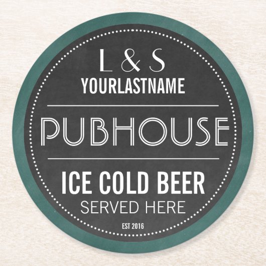 Chalkbordbord Gepersonaliseerd Paar Publicatie Ronde Kartonnen Onderzetter (Voorkant)