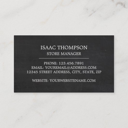 Chalkbordeffect, juwelier visitekaartje (Achterkant)