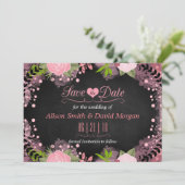 Chalkbordfloraal Sla de datum op Save The Date (Staand voorkant)