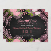 Chalkbordfloraal Sla de datum op Save The Date (Voorkant / Achterkant)
