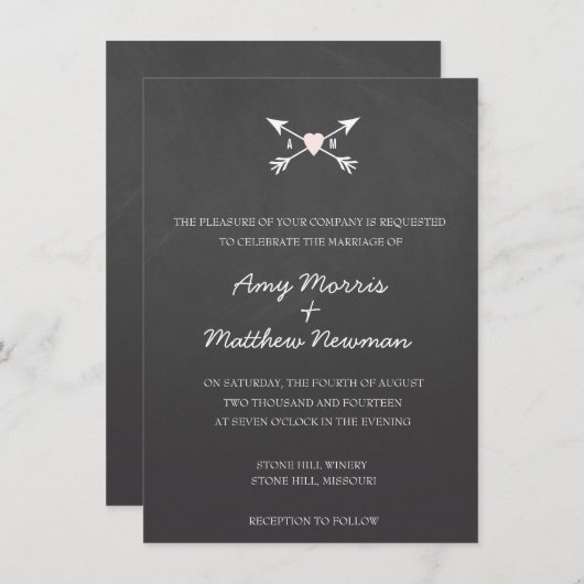 Chalkbordhart + pijlen | Weddenschappen Kaart (Voorkant / Achterkant)