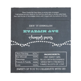 Chalkbordlampjes Blauwgroen BBT Mitzvah Snoep Wrap Notitieblok