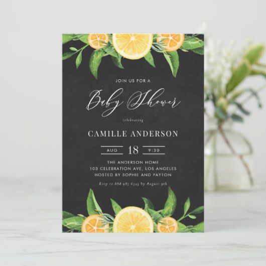 Chalkbordluiers en Sinaasappels zomerBaby shower Kaart (Staand voorkant)