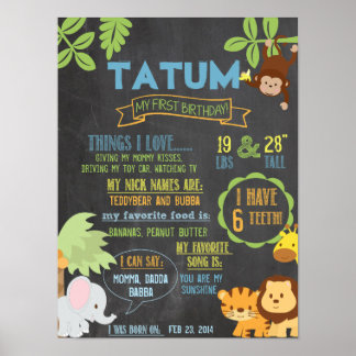 ChalkbordOerwoud Partij gepersonaliseerd 1 jaar po Poster