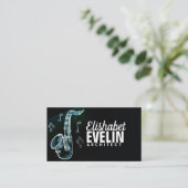 Chalked Blackboard Saxophone visitekaartjes (Staand voorkant)