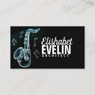 Chalked Blackboard Saxophone visitekaartjes